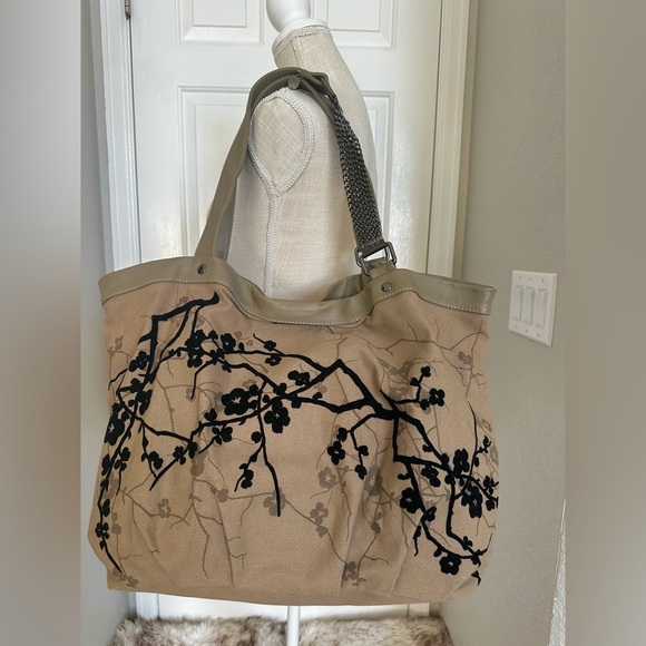 Leigh & Luca New York Cotton & Leather Large Designer Tote Bag Purse New